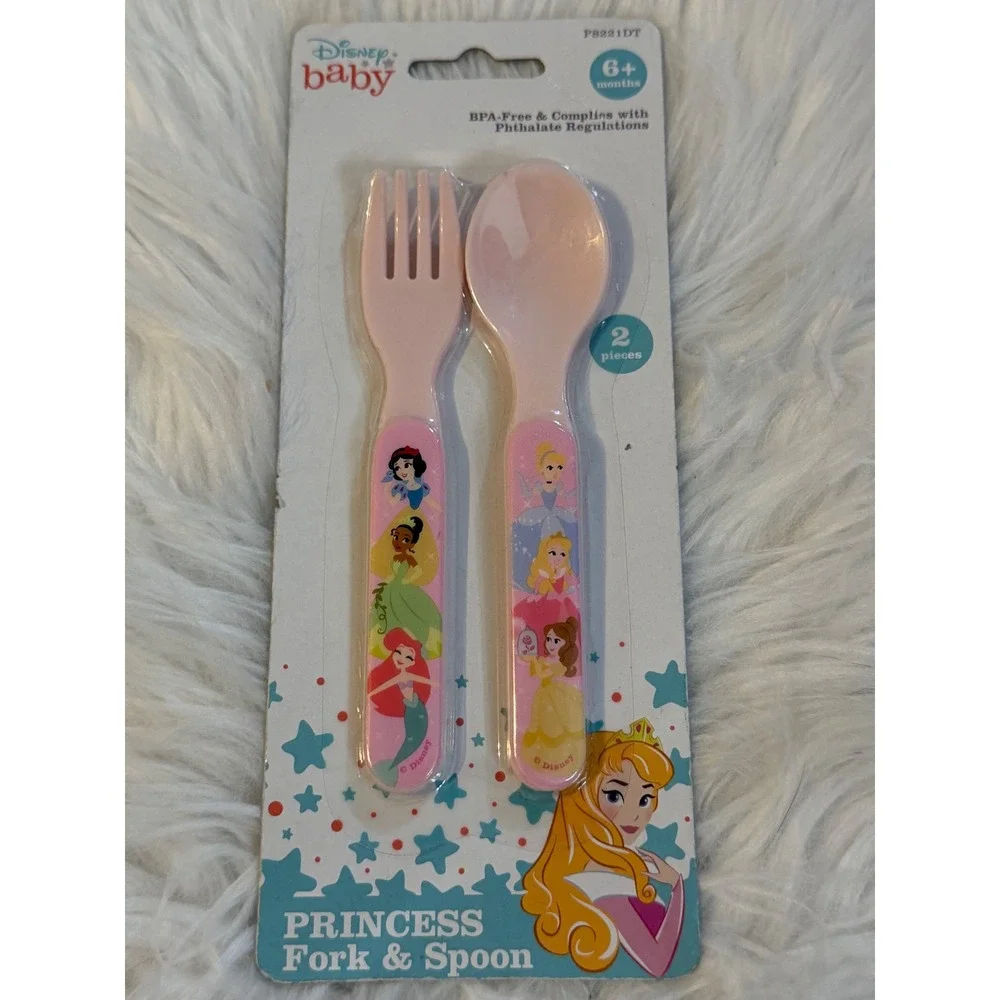 Disney Baby Princess Fork and Spoon Set BPA-Free Pink Toddler Utensils P8221DT